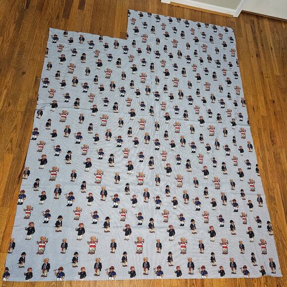 Ralph Lauren Vintage Striped Polo Teddy Bear Remnant Fabric Craft Sew Preppy - Picture 2 of 5